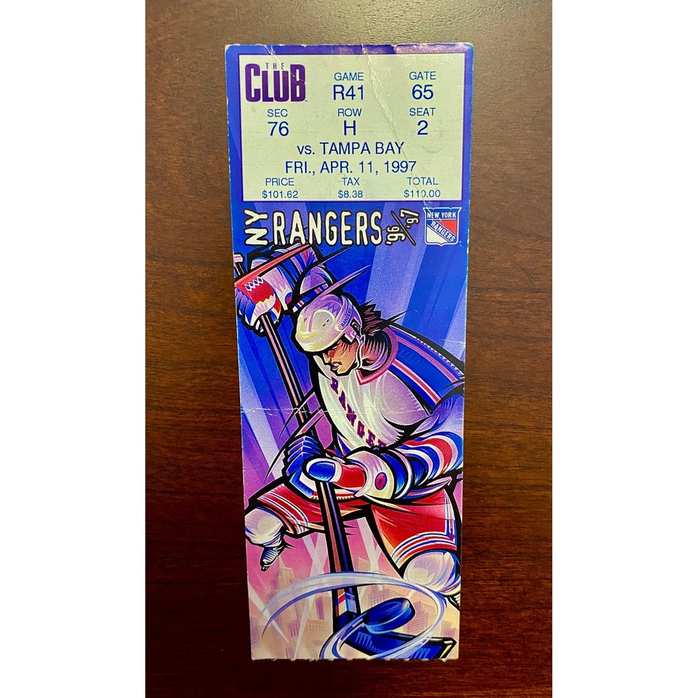NHL 1997 NY Rangers vs‎ Tampa Bay Ticket Stub April 11
